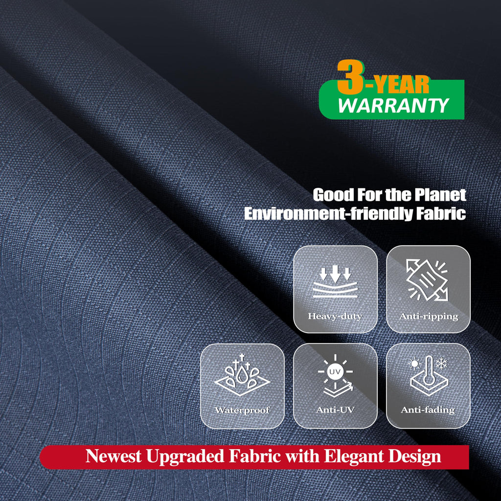 F&J Outdoors Heavy Duty Waterproof Anti-Uv Rip-Stop Fabric Large Patio Furniture Covers, Grey, 126'X83'X27.5'