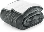 Utopia Bedding Sherpa Blanket Queen Size [Grey, 90X90 Inches] - 480Gsm Thick Warm Plush Fleece Reversible Blanket For Bed, Sofa,