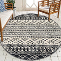 KUTA Washable Rug Round 5Ft Black Navy Blue Boho Round Area Rug for Living Room, Moroccan Non-Slip Soft Geometric Circle Rugs fo