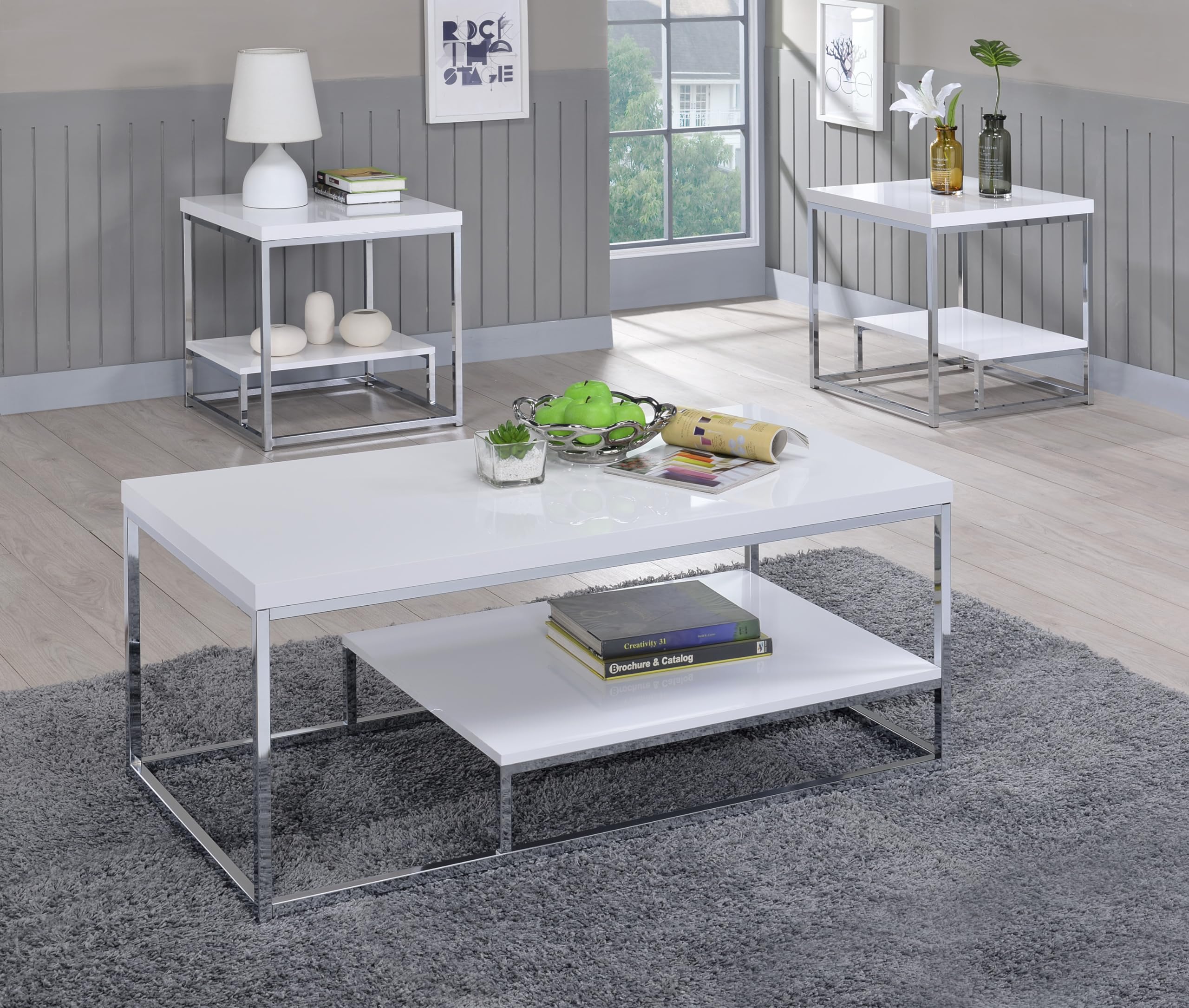 Steve Silver Company Lucia End Table, White