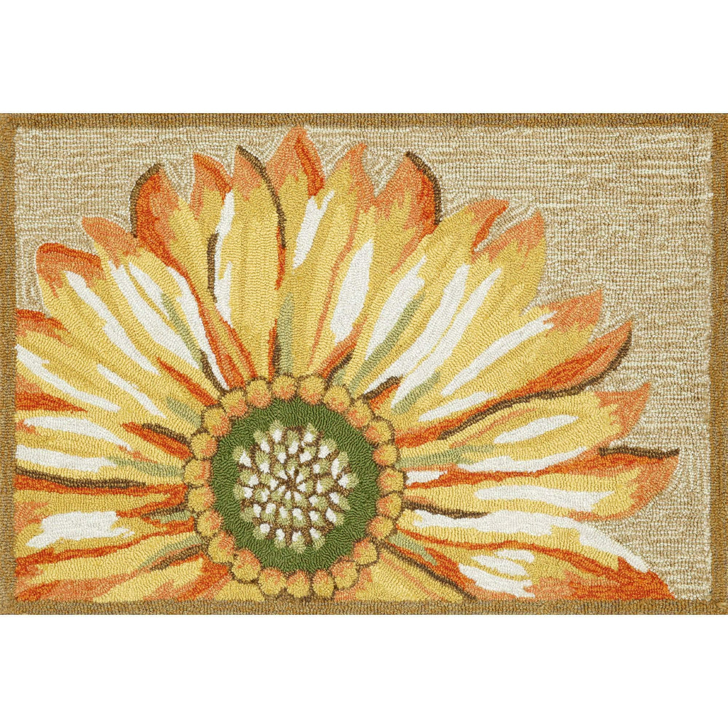 Liora Manne Frontporch Garden Yellow Flowers Sunflower Indoor/Outdoor Rug 2'6' X 4' Yellow And Gold