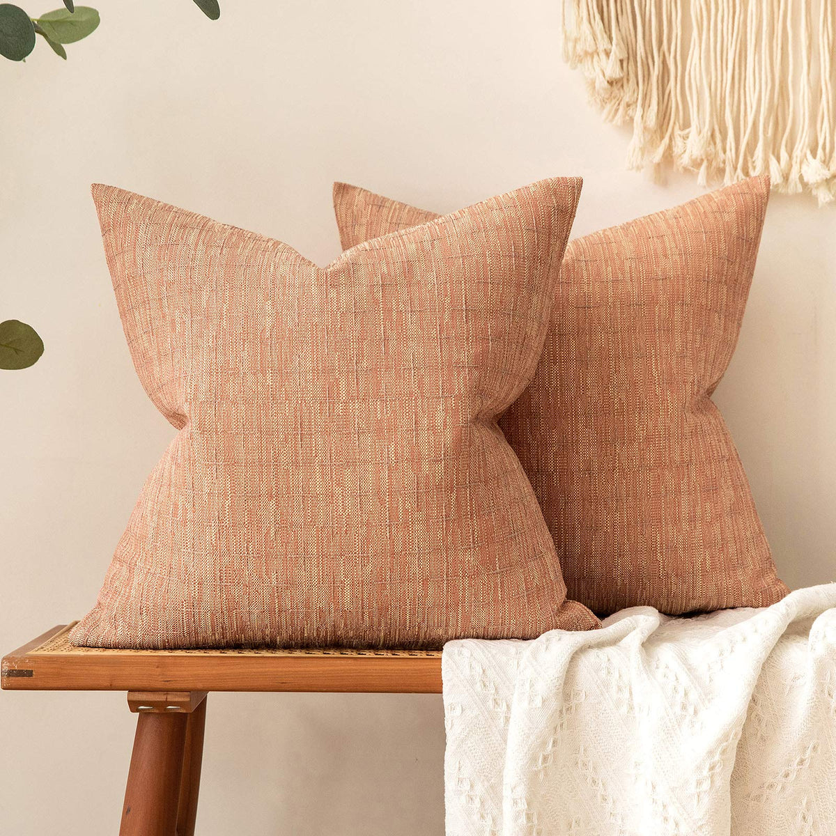 Miulee Pack Of 2 Decorative Burlap Linen Fall Autumn Throw Pillow Covers Modern Farmhouse Pillowcase Rustic Woven Textured Cushi