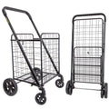 Dbest Products Cruiser Cart Deluxe 2 Shopping Grocery Rolling Folding Laundry Basket On Wheels Foldable Utility Trolley Compact