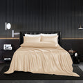 Hommxjf 5Pcs Champagne Silk Sheets King Satin Sheets Set King Size Sheets Silky Comforter Bedding Sheets With 1 Satin Flat Sheet