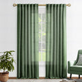 Olive Green 108 Inch Drapes 2 Panels For Living Room Semi Sheer Light Reducing Airy Flowy Modern Elegant Extra Long Linen Curtai
