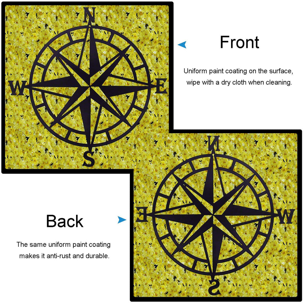 Estart 11 Inches Metal Decorative Nautical Compass Wall Decor, Living Room Bedroom Office Porch Garden Patio Signs Wall Hanging
