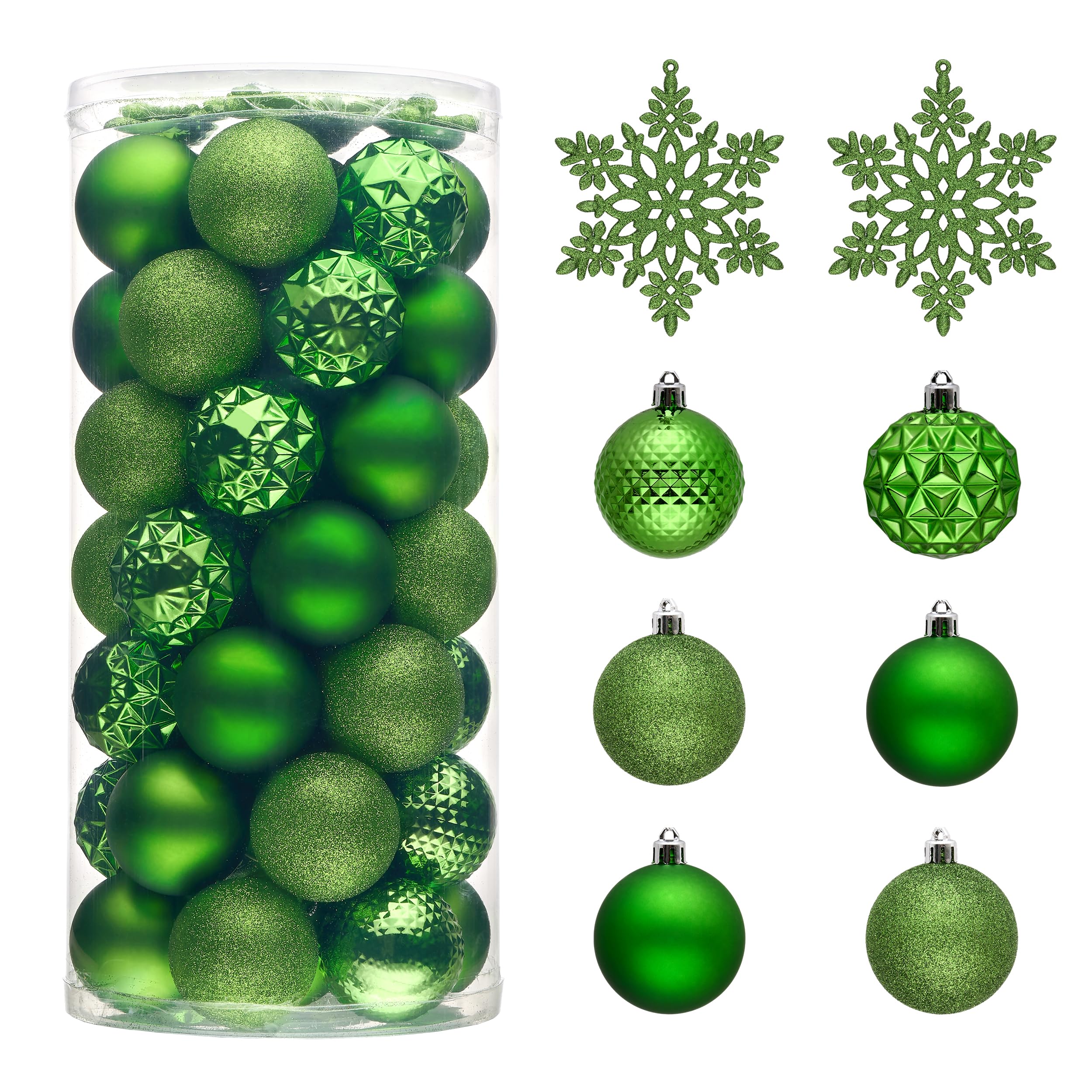 Valery Madelyn Christmas Tree Decorations Ornament Set for Fall Halloween Decor, 50ct Lime Green Shatterproof Christmas Ball Orn