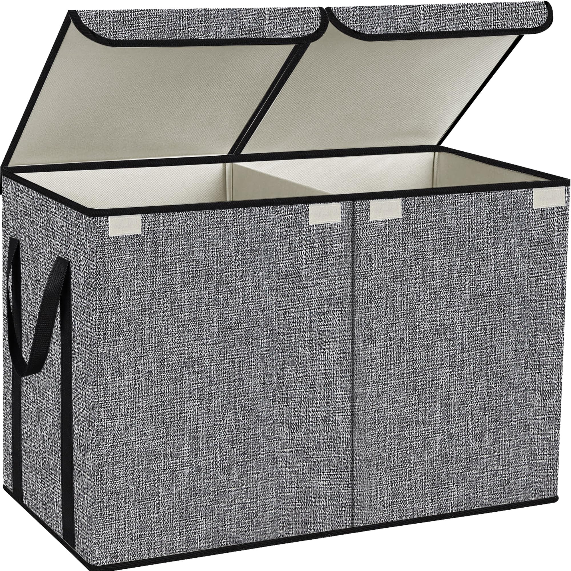 YOLOXO Large Kids Toy Box Chest Storage organizer with Double Flip-Top Lid - Collapsible Sturdy Toy Organizers And Storage Bins 