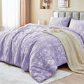 Muxhomo Duvet Cover King Size, Reversible Floral Lavender Duvet Cover Set With Zipper Closure, 3 Pieces Botanical Patterns Soft