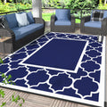 Genimo 9'X12' Outdoor Rug For Patio,Reversible Plastic Waterproof Rugs,Clearance Mat,Rv,Camping,Deck,Porch,Camper,Balcony,Blue &