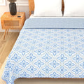 Tzafrir Dohar Cotton | AC Blanket Double Bed | Soft Light Weight, Quilt, Duvet King Size, 84x96  Gray Blue, Pack of 1