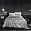Hommxjf 5Pcs Satin Sheets Set Queen Size Sheets Light Gray Sheets Silky Breathable Luxury Bedding Sheets With 1 Satin Flat Sheet