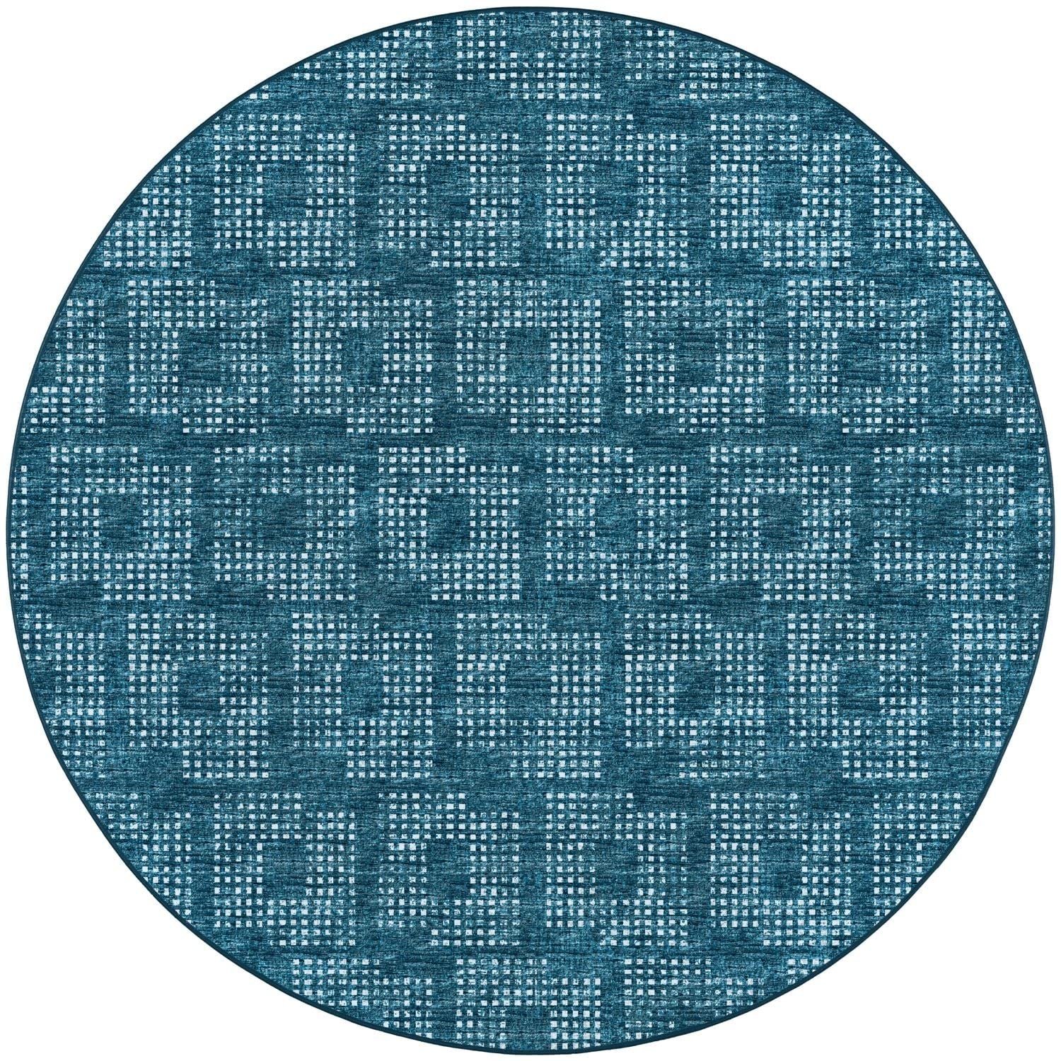 Delano Da1 Blue Transitional Rug Round 6' X 6'