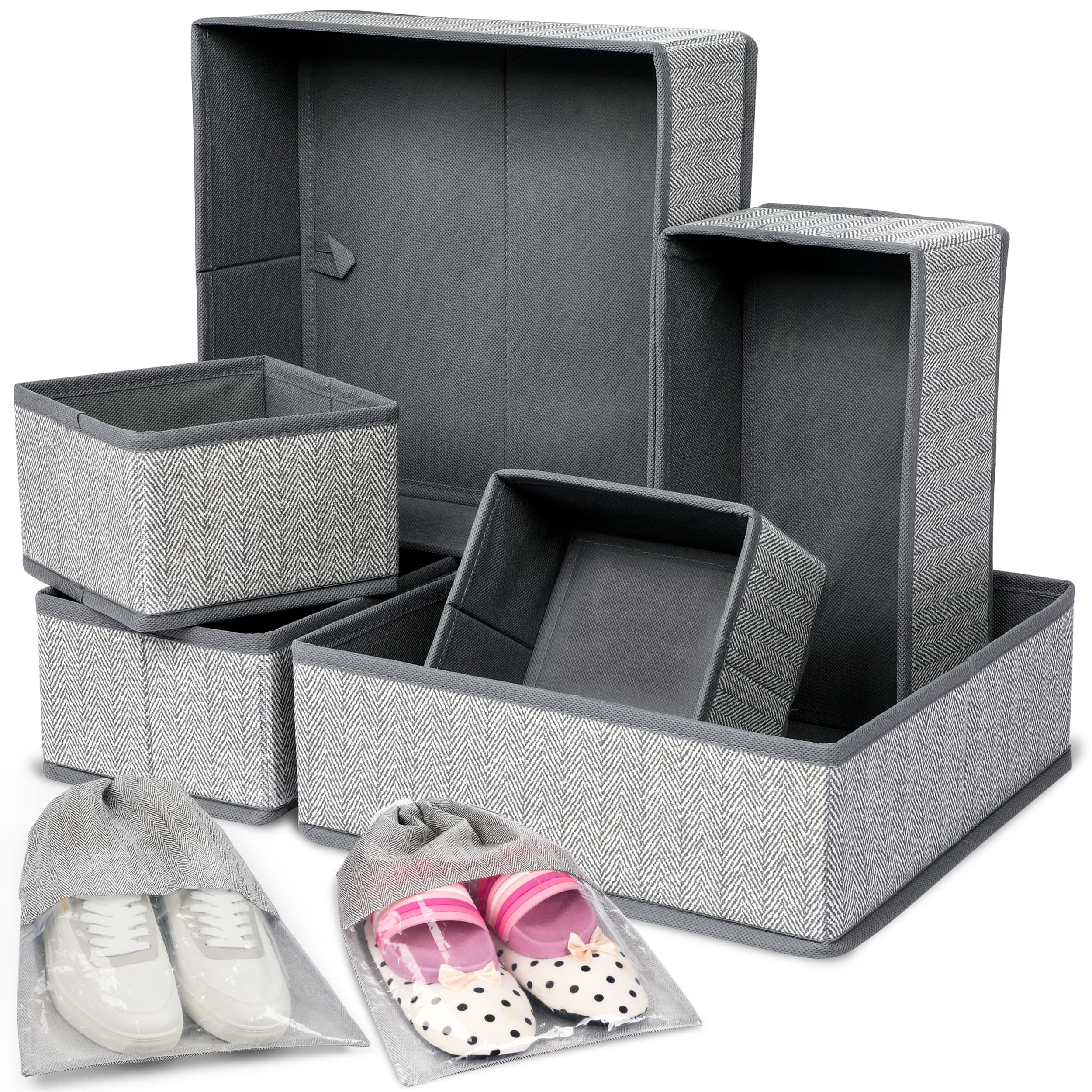 Faustyle Drawer Organisers  Pack Of 6 Wardrobe Storage Organizer With Sturdy Fabric & Foldable Cardboard Inserts  Organiser St