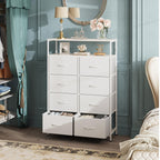 Wlive Tall Fabric Storage Dresser - 8 Drawer Chest Tower For Bedroom, Closet, Living Room And Hallway, White