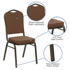 Flash Furniture Hercules Series Crown Back Stacking Banquet Chair In Coffee Fabric - Gold Vein Frame