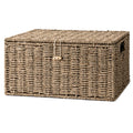 StorageWorks Seagrass Wicker Baskets for Organizing, Large Wicker Basket with Lid, Decorative Basket with Built-in Handles, Stor