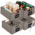 Best Choice Products Set of 4 9x12in Water Hyacinth Pantry Baskets, Woven Organizers w/Chalkboard Label, Chalk Marker - Gray