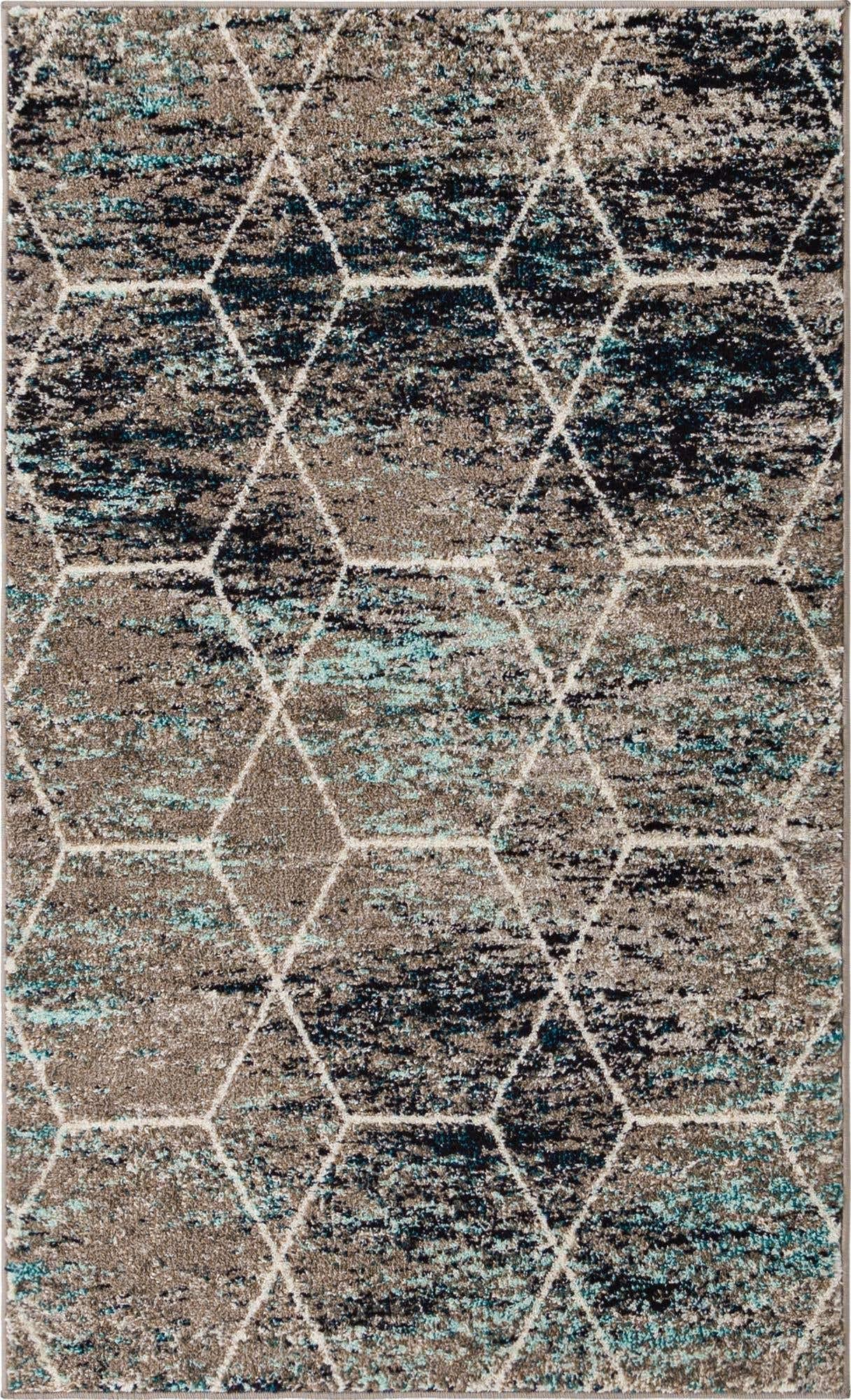 Unique Loom Trellis Frieze Collection Area Rug - Geometric (3 3 x 5 3, Blue Multi/ Ivory)