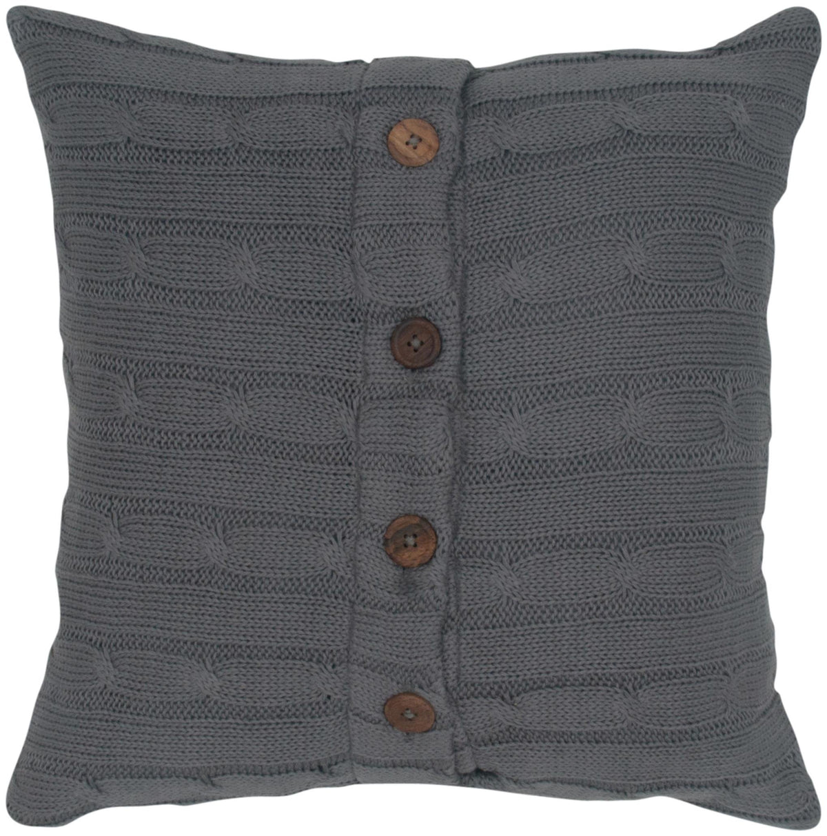 Pillow Cover With Wooden Button Closure In Light Gray And Light Gray [Set of 2]