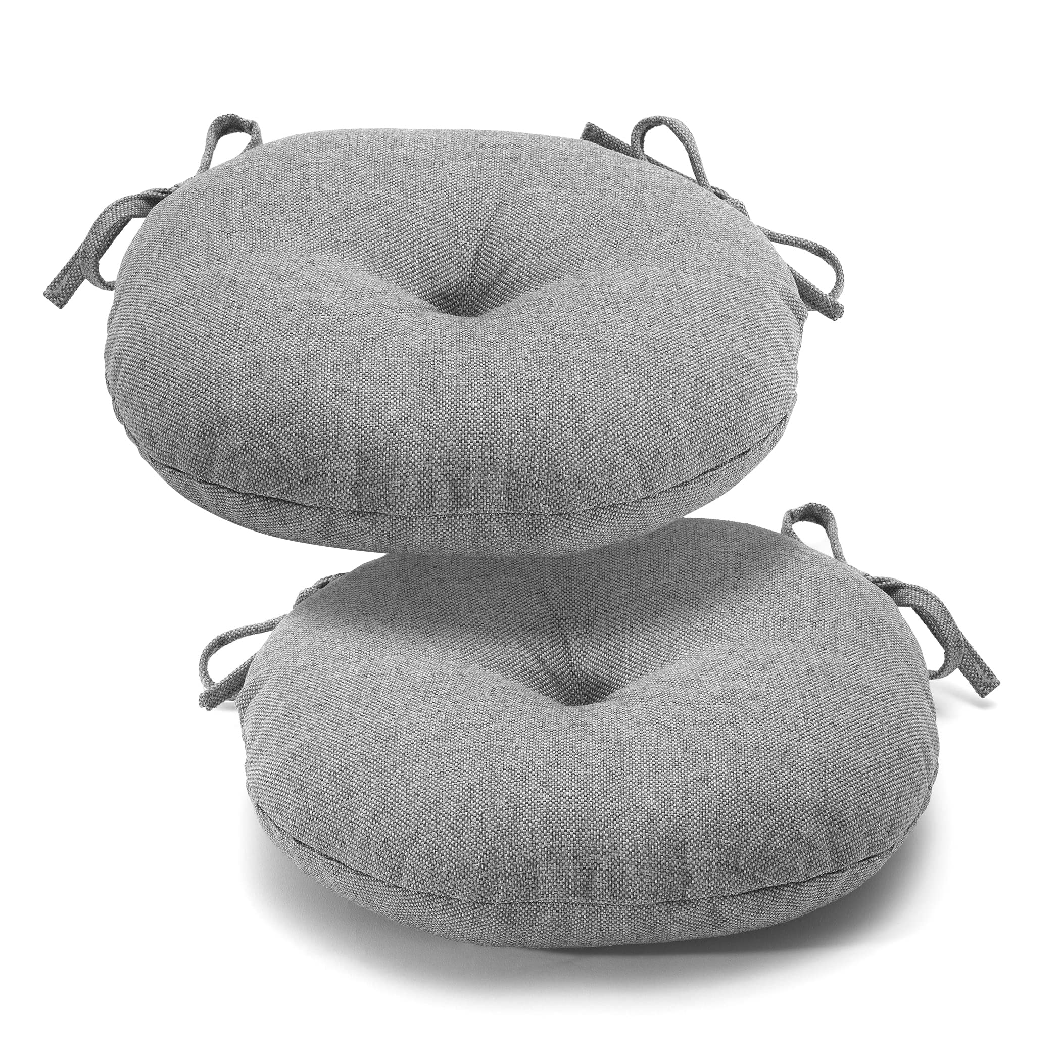Klear Vu Bistro Outdoor Round Seat Cushions, Wellfleet Bay Woven Revolution Performance Fabric (Set Of 2), Gray 2 Count