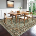 Dining Room Rugs for Under Table - Washable Green 6x8 Area Rug for Living Room Bedroom Soft Low Pile Non Slip Stain Resistant Ca