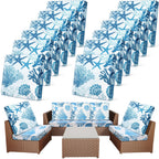 Newwiee 12 Pcs Patio Stretch Sofa Cushion Covers Outdoor Cushion Cover Replacement Couch Slipcover Sofa Seat Cover Flexibility Chair Cushion Cover Porch Patio Furniture Protector (Light Blue,Ocean)