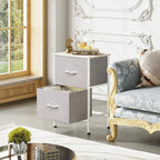 Wlive Nightstand, Nightstand With 2 Drawers, Bedside Furniture, Night Stand, Small Dresser For Bedroom, College Dorm, End Table With Fabric Bins, Dormitory, Light Grey, Size L