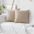 Home Brilliant Burlap Decorative Pillow Covers Throw Pillows For Couch, 22X22 Inch, 55X55 Cm, Light Linen