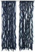 Sweet Home Collection 2 Pack Window Panel Sheer Voile Vertical Ruffled Waterfall Curtains, 108 in x 50 in, Navy