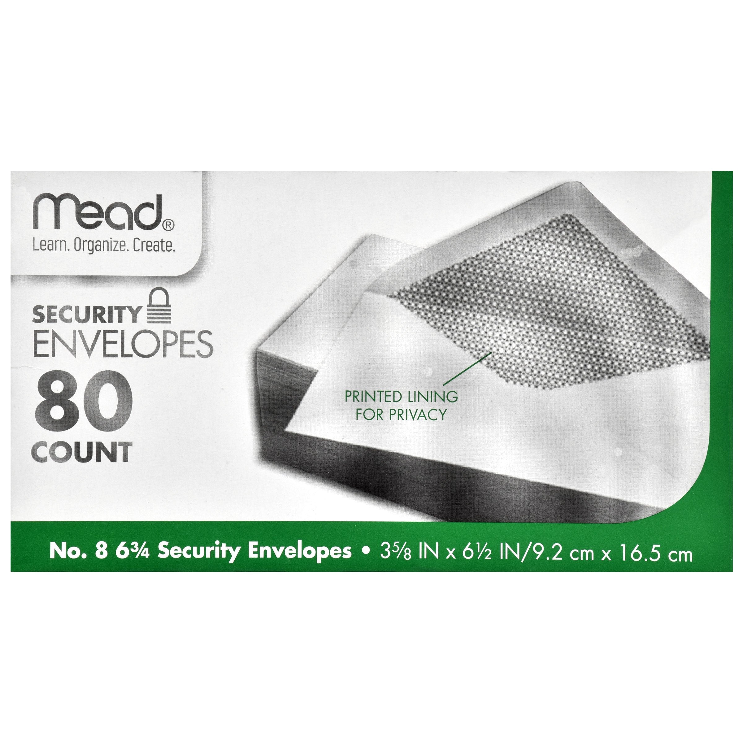 Mead #8 6 3/4 Security Envelopes 80 Ct