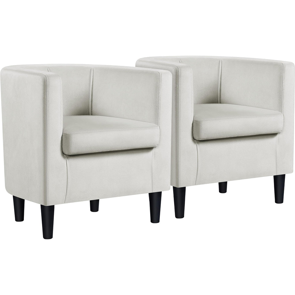 Yaheetech Velvet Accent Chair, Modern And Comfortable Armchairs, Upholstered Barrel Sofa Chair For Living Room Bedroom Waiting Room, Beige, 2Pcs