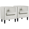 Yaheetech Velvet Accent Chair, Modern And Comfortable Armchairs, Upholstered Barrel Sofa Chair For Living Room Bedroom Waiting Room, Beige, 2Pcs