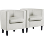 Yaheetech Velvet Accent Chair, Modern And Comfortable Armchairs, Upholstered Barrel Sofa Chair For Living Room Bedroom Waiting Room, Beige, 2Pcs