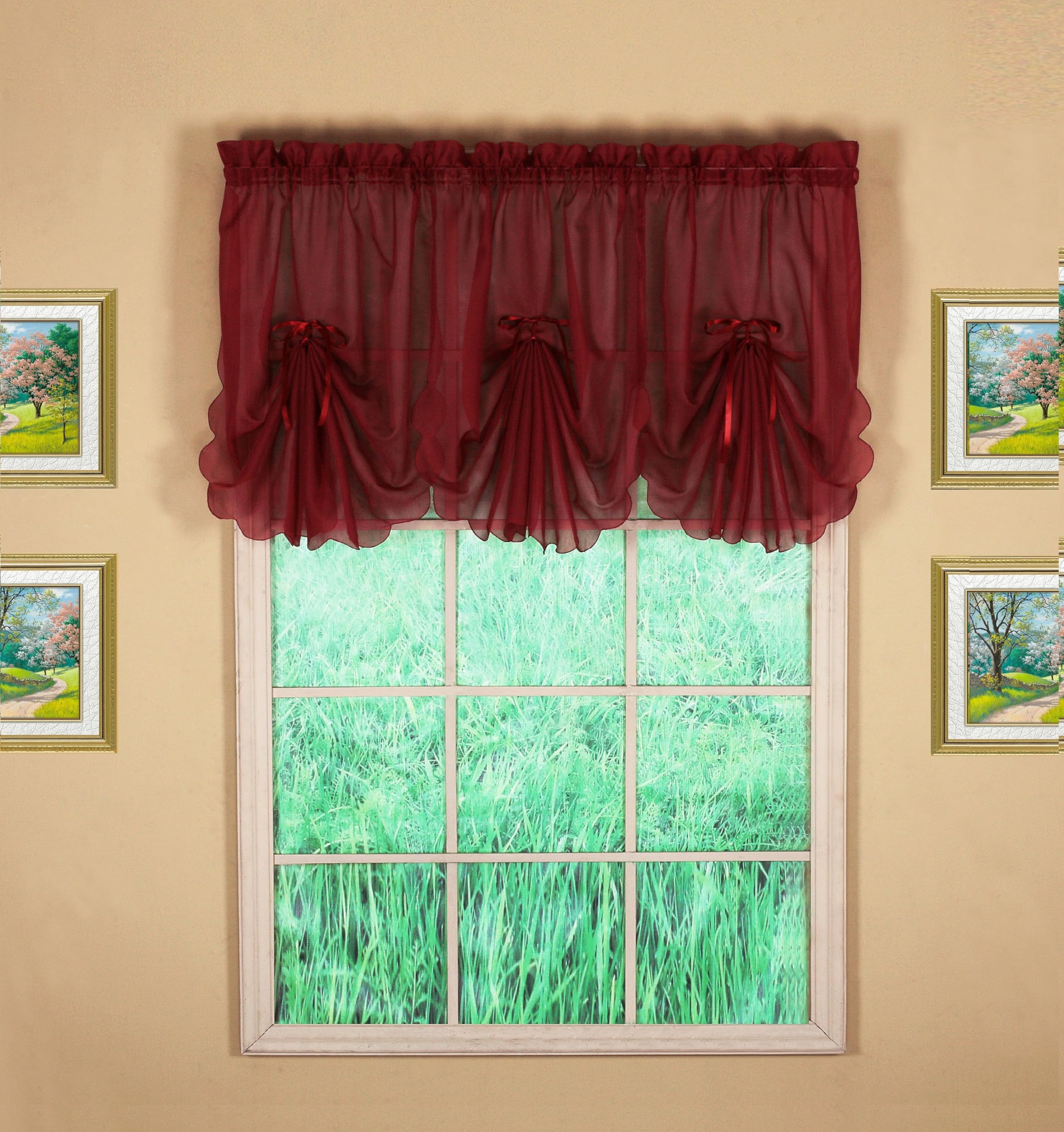 Today'S Curtain Emelia Original Voile Fan Insert, Burgundy, 30' W X 40' L