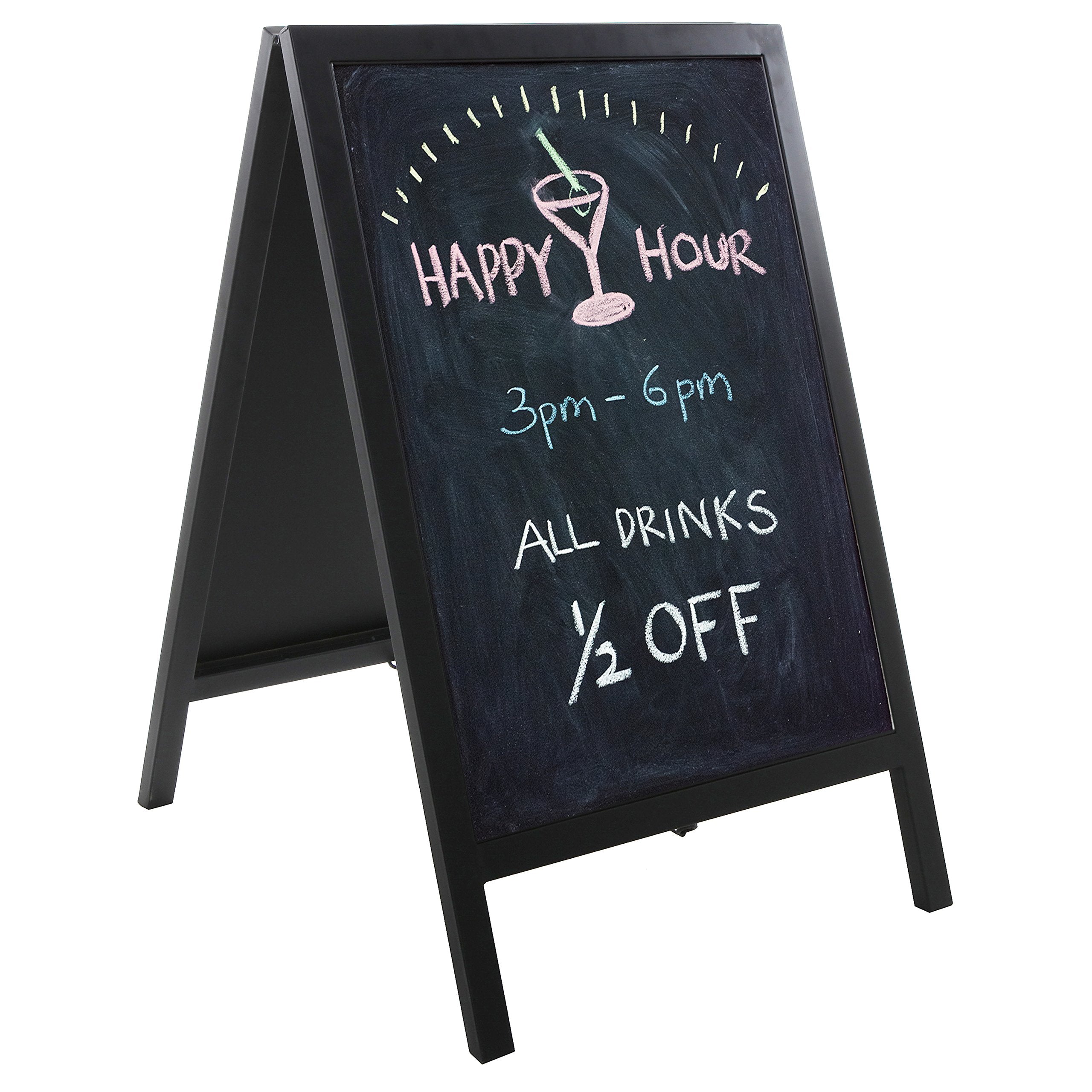 Mygift Freestanding Black Metal A-Frame Chalkboard Sidewalk Sign, Double Sided Erasable Business Advertising Restaurant Signage