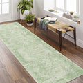 MUJOO 2x8 Runner Rug,Green Washable Runner Rugs for Hallway Kitchen Entryway Bedside Bathroom,Boho Area Rug Carpet Runner Long N