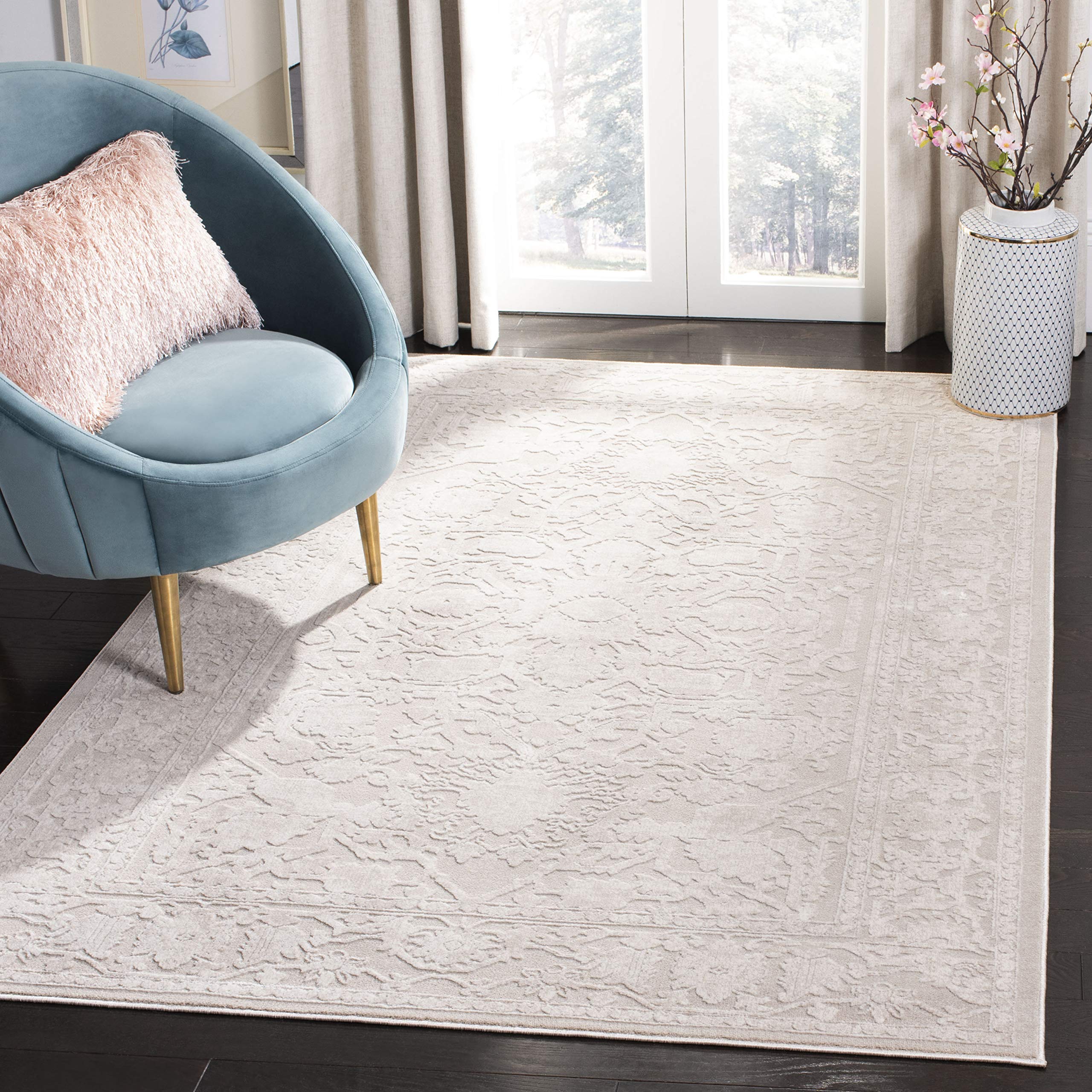 SAFAVIEH Reflection Collection Accent Rug - 4 x 6, Creme & Ivory, Boho Tribal Distressed Design, Non-Shedding & Easy Care, Ide