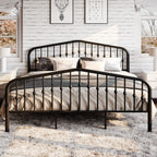 Sha Cerlin King Size Metal Platform Bed Frame With Victorian Style Wrought Iron-Art Headboard/Footboard, No Box Spring Required, Black