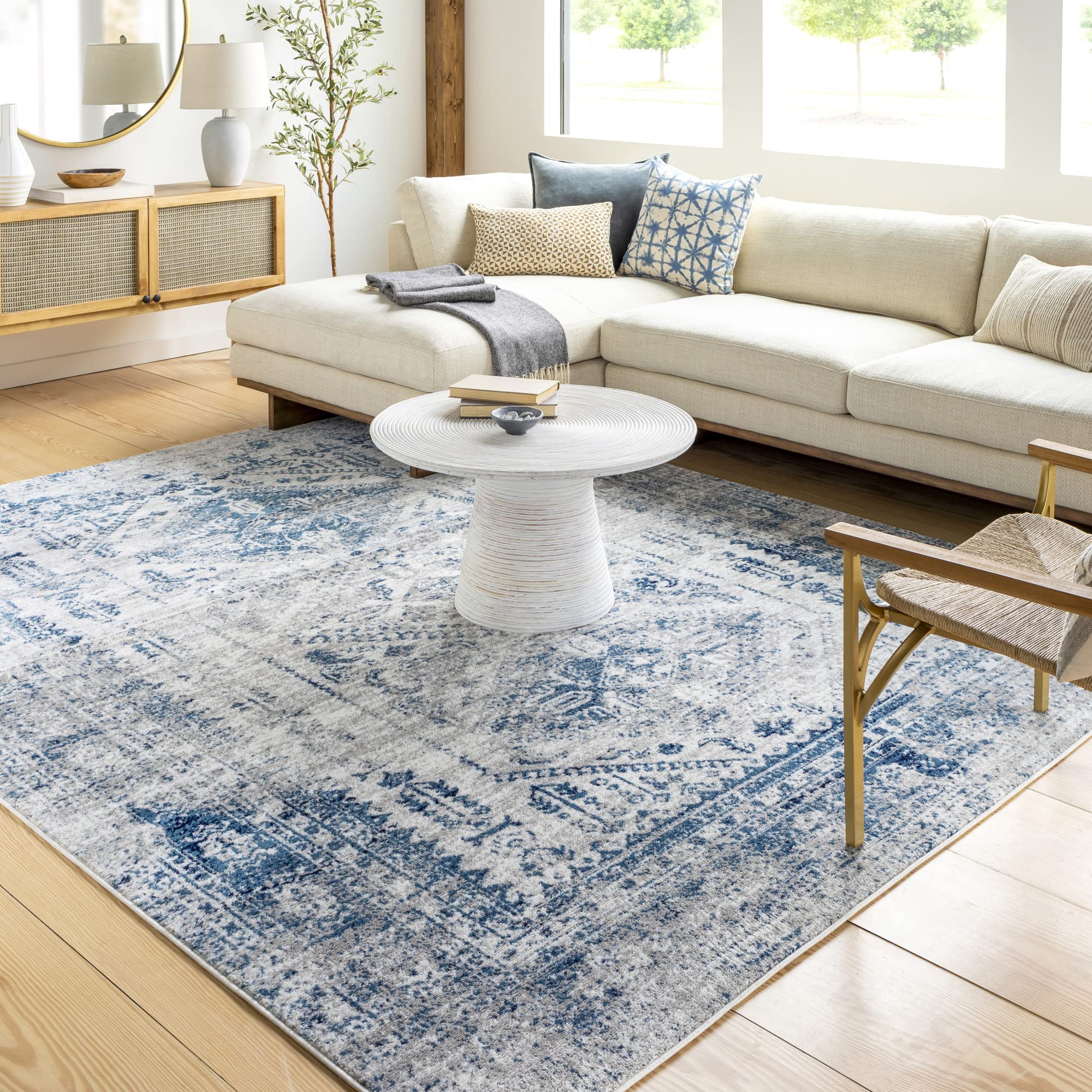 Livabliss Desta Vintage Oriental Area Rug,8'10'' x 12',Blue/White