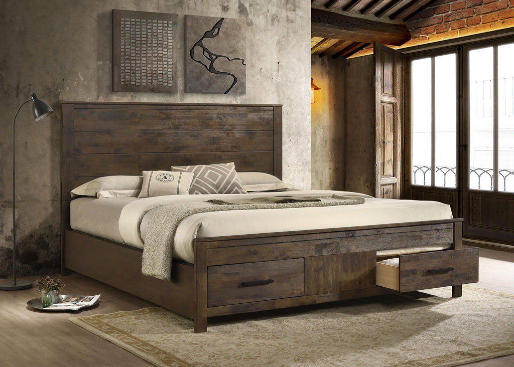 Coaster Home Furnishings Woodmont Farmhouse Wood California King Size Storage Panel Bed Frame 54-inch Headboard Rustic Golden Brown 222631KW