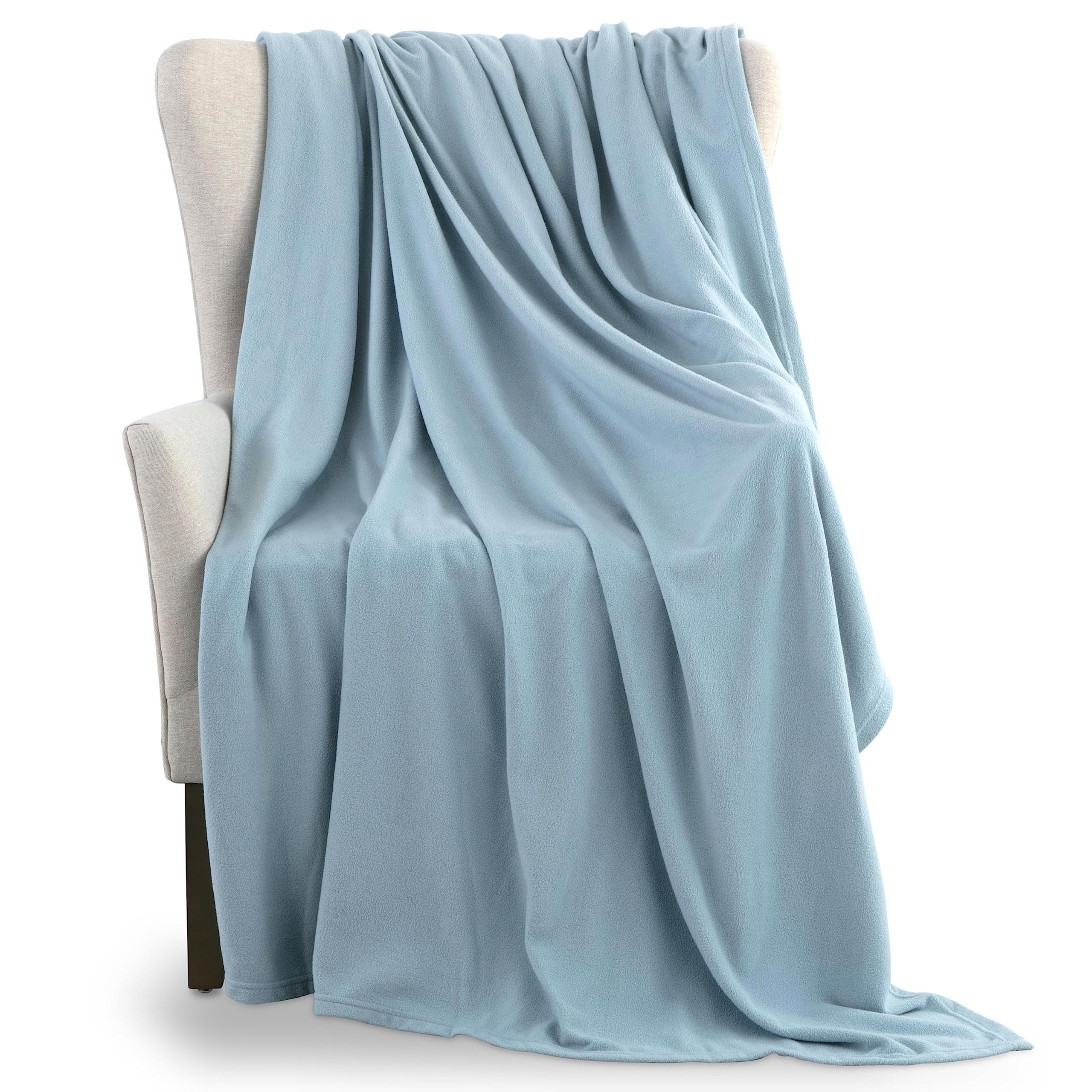 Vellux Fleece Blanket Twin Size - Fleece Bed Blanket - All Season Warm Lightweight Super Soft Throw Blanket - Blue Blanket - Hot