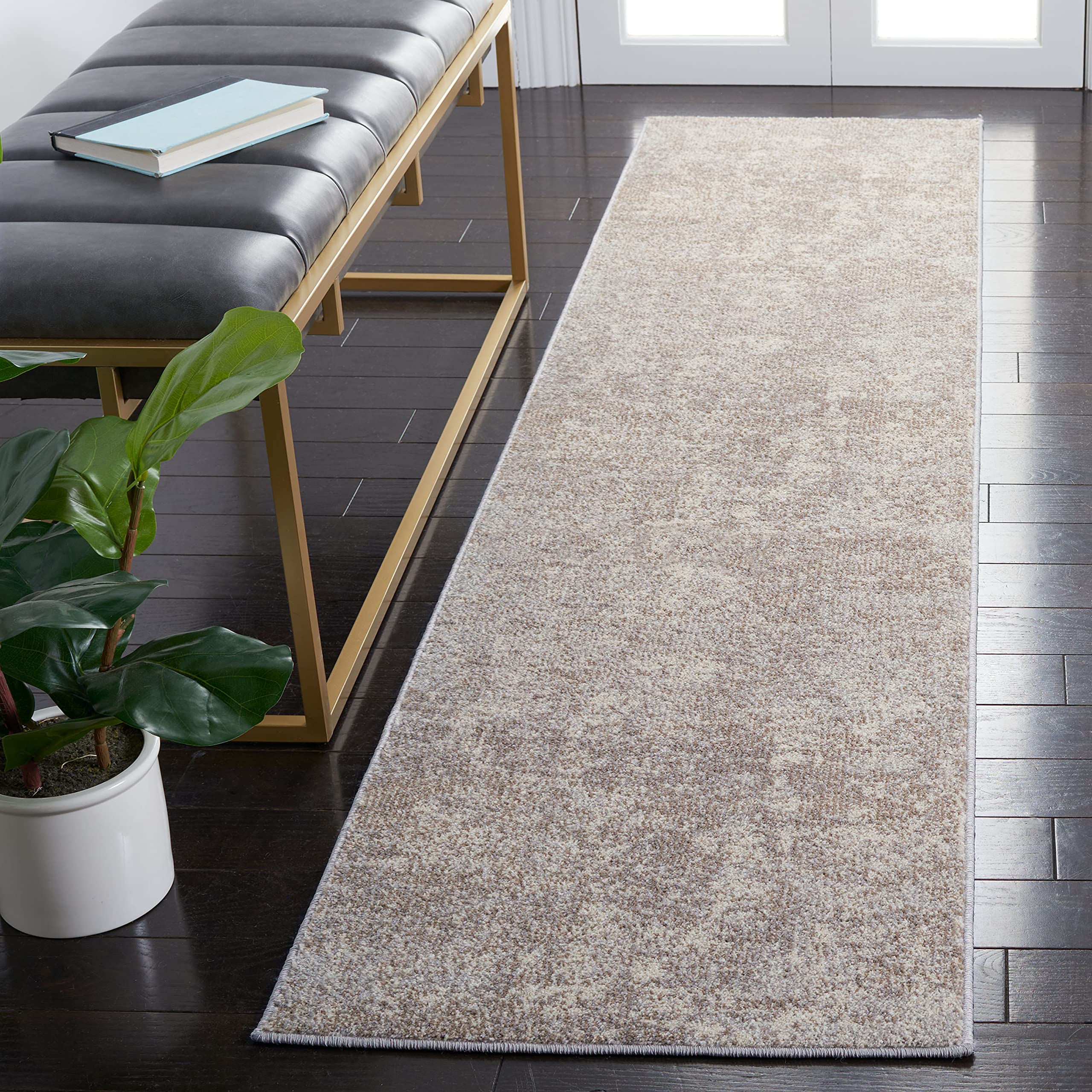 SAFAVIEH Madison Collection 2 x 8 GreyBeige MAD471G Modern Abstract Non-Shedding Living Room Bedroom Runner Rug