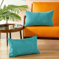 CaliTime Pack of 2 Comfy Pillow Covers Cases for Couch Sofa Bed Decoration Comfortable Supersoft Corduroy Corn Striped Both Side