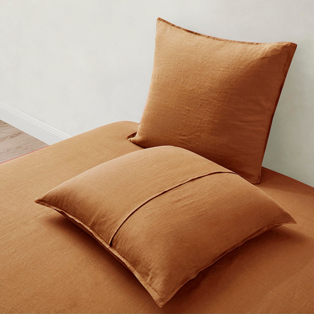 Atlinia Linen Pillow Cases Euro Sham - 26 X 26 Inch Bed Pillow Protector Cover Set Of 2 Bedding Cooling Neutral Pillowcase Shams