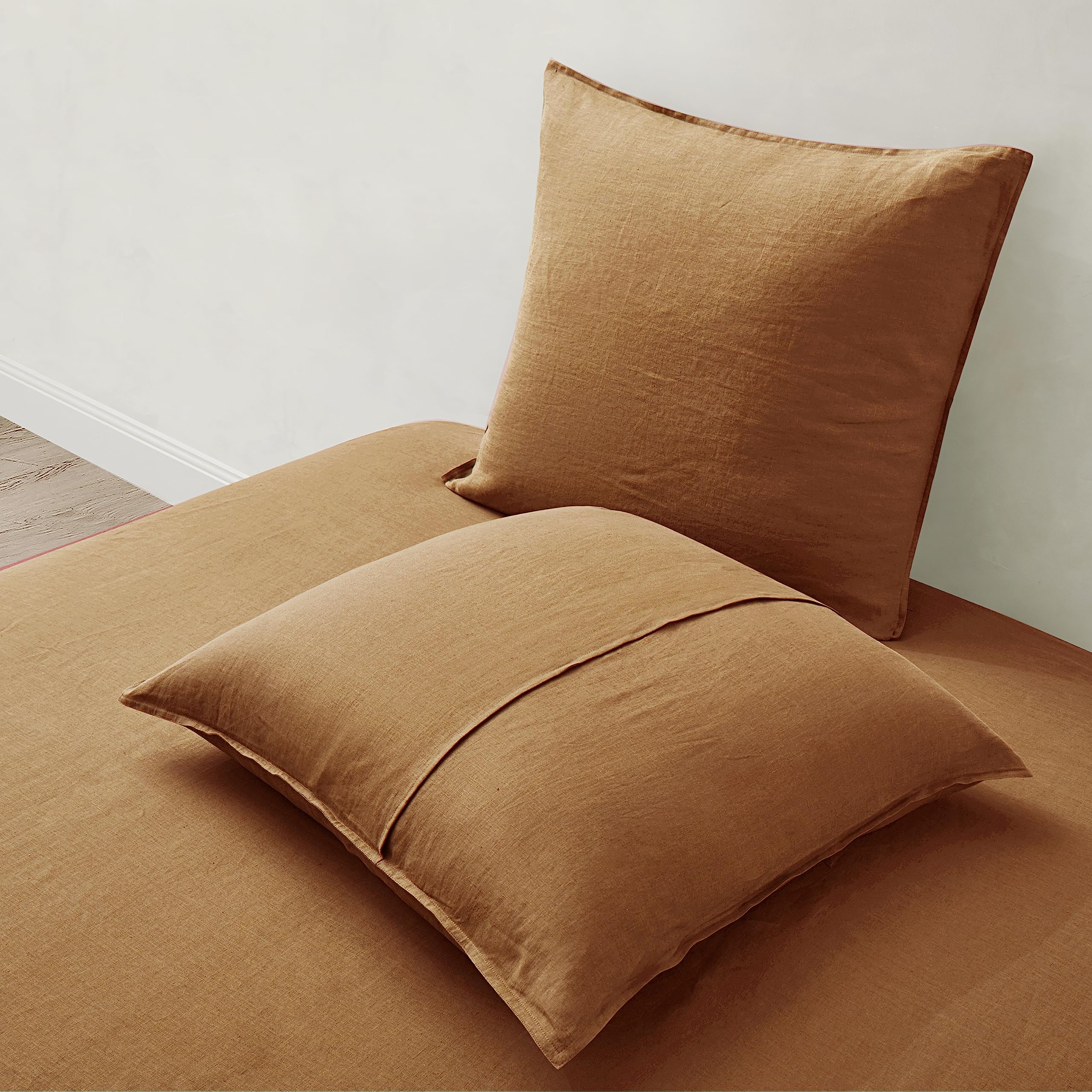 Atlinia Linen Pillow Cases Euro Sham - 26 X 26 Inch Bed Pillow Protector Cover Set Of 2 Bedding Cooling Neutral Pillowcase Shams