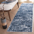 SAFAVIEH Amelia Collection Runner - 22 x 8, Ivory & Dark Blue, Modern Abstract Design, Non-Shedding & Easy Care, Ideal for The