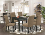 East West Furniture Webr7-Blk-17 7 Piece Dining Set Consist Of A Rectangle Dining Room Table With Butterfly Leaf And 6 Light Sable Linen Fabric Parsons Chairs, 42X60 Inch, Black