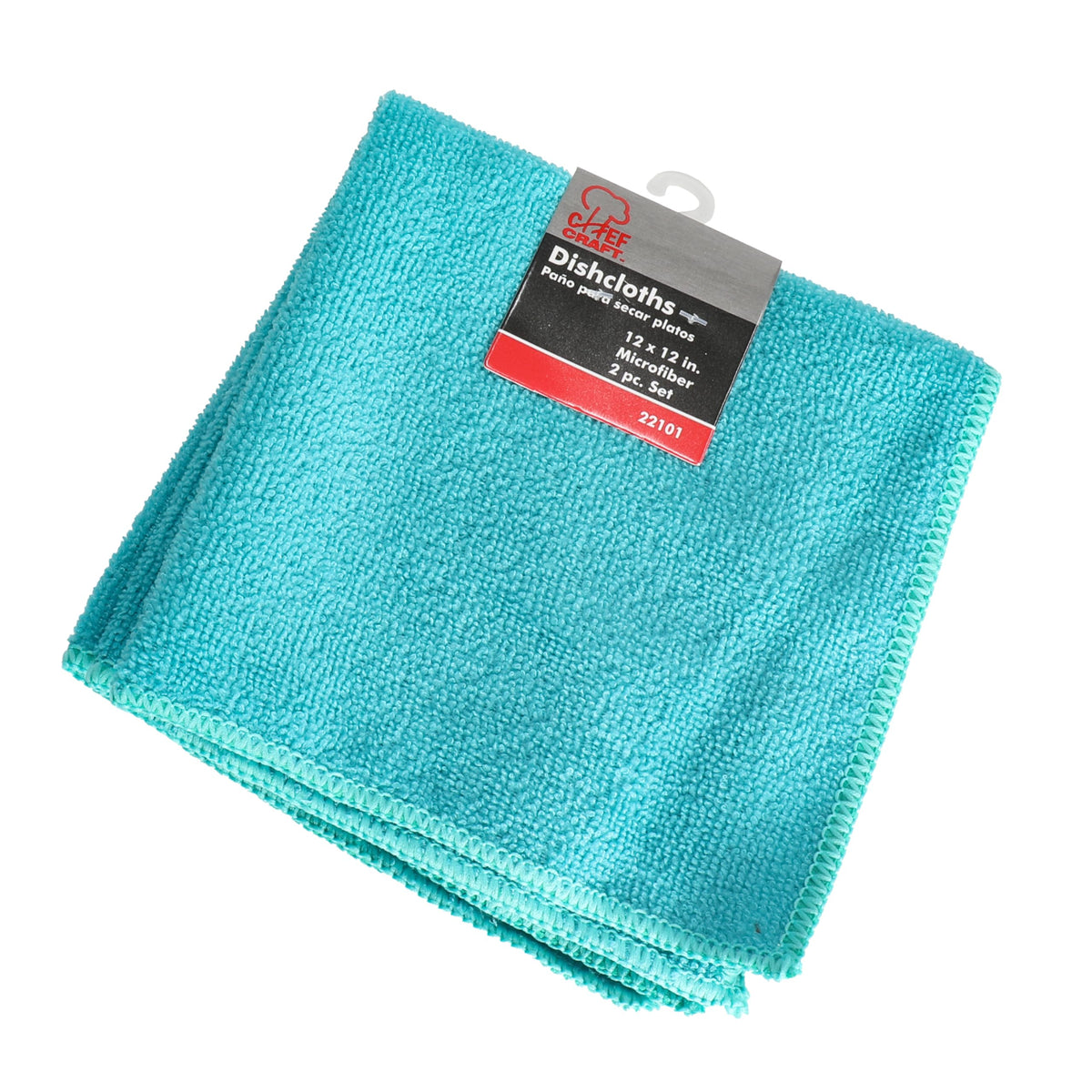 Chef Craft Microfiber Dishcloth, 2 pc.  Teal 12 x 12 inches
