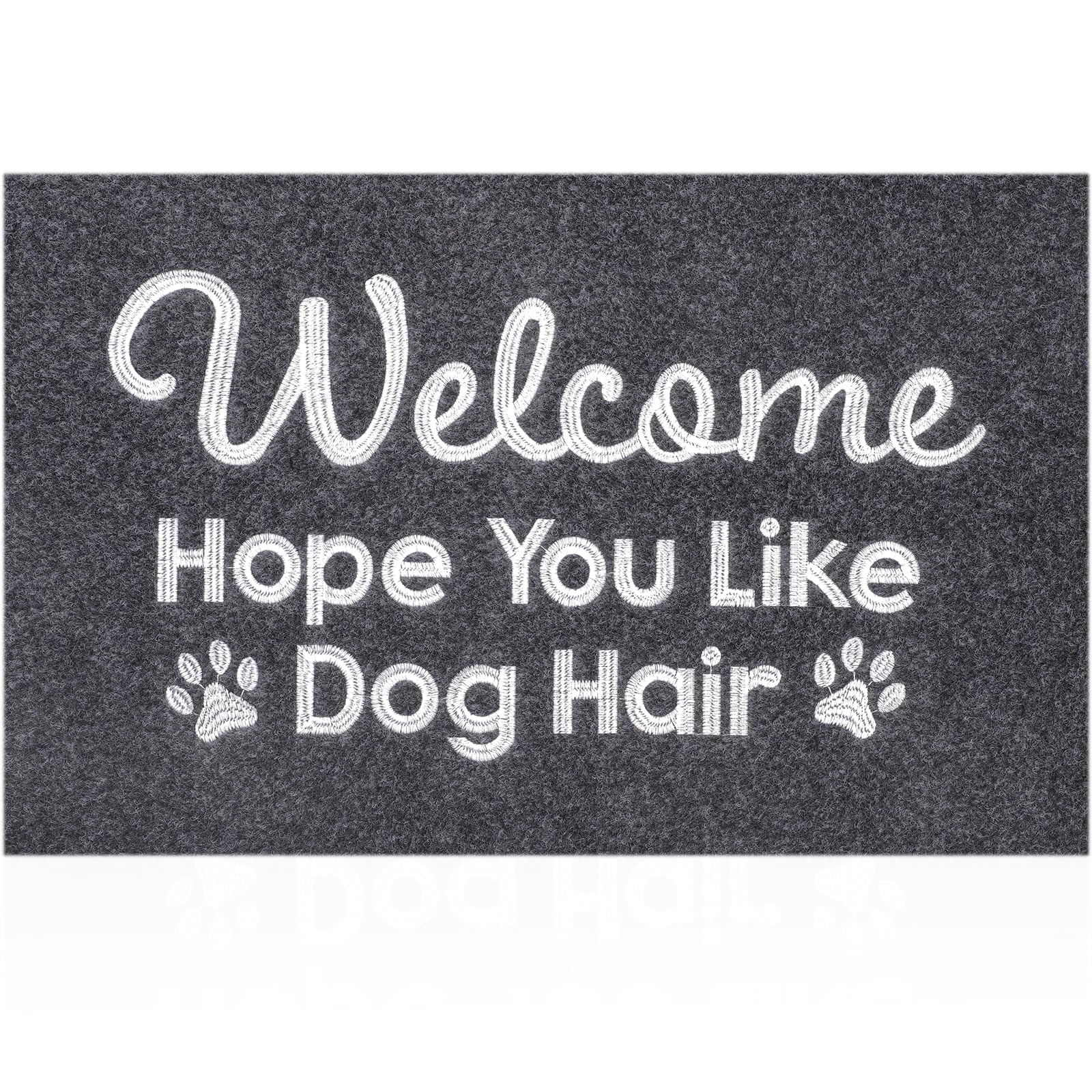 HLFMVWE Welcome Mats for Front Door Hope You Like Dog Hair Doormat, Natural Rubber Non Slip Back Mat Indoor Funny Dog Mats for H